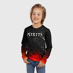 Лонгслив детский Никита в стиле Металлика - огонь и искры, цвет: 3D-принт — фото 2