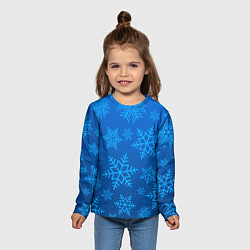 Лонгслив детский Голубые снежинки, цвет: 3D-принт — фото 2