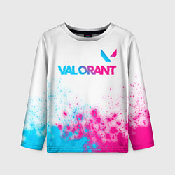 Лонгслив детский Valorant neon gradient style посередине, цвет: 3D-принт