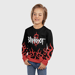 Лонгслив детский Slipknot в огне, цвет: 3D-принт — фото 2