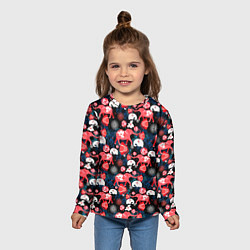 Лонгслив детский Красные слоны, цвет: 3D-принт — фото 2