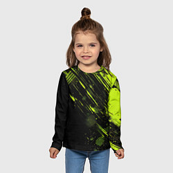 Лонгслив детский Зеленая краска на черном фоне, цвет: 3D-принт — фото 2