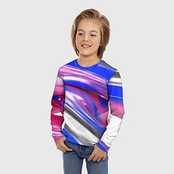 Лонгслив детский Вязкая абстракция в фиолетовых оттенках, цвет: 3D-принт — фото 2
