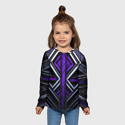 Лонгслив детский Фиолетовые вставки на черном фоне, цвет: 3D-принт — фото 2