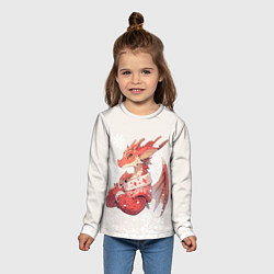 Лонгслив детский Красный дракон в свитере, цвет: 3D-принт — фото 2