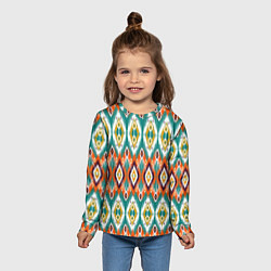 Лонгслив детский Орнамент икат - имитация аткласной ткани, цвет: 3D-принт — фото 2