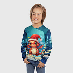 Лонгслив детский Маленький новогодний милый дракошка 2024, цвет: 3D-принт — фото 2