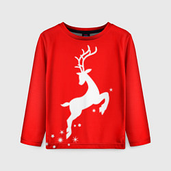 Лонгслив детский Рождественский олень Red and white, цвет: 3D-принт