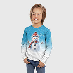 Лонгслив детский Веселый снеговичок, цвет: 3D-принт — фото 2