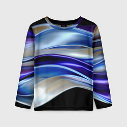 Лонгслив детский Абстрактные волны синего оттенка, цвет: 3D-принт