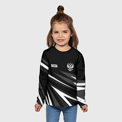Лонгслив детский Russia - black and white geometry, цвет: 3D-принт — фото 2