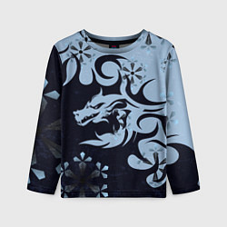Детский лонгслив Дракон со снежинками