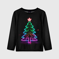 Лонгслив детский Неоновая ёлка, цвет: 3D-принт
