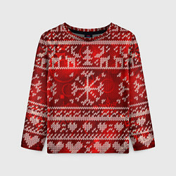 Детский лонгслив Рождественские узоры оленей