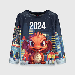 Лонгслив детский Рыжий дракон 2024, цвет: 3D-принт