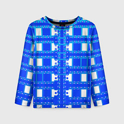 Детский лонгслив Синие и белые квадраты
