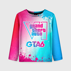 Лонгслив детский GTA6 neon gradient style, цвет: 3D-принт