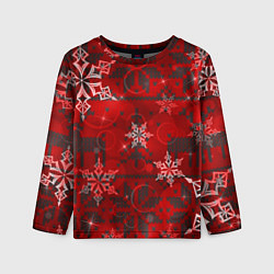 Детский лонгслив Рождественские узоры снежинки