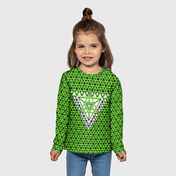 Лонгслив детский Зелёные и чёрные треугольники, цвет: 3D-принт — фото 2