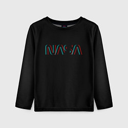 Детский лонгслив NASA glitch color usa
