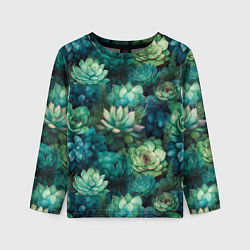 Детский лонгслив Суккуленты акварель- паттерн