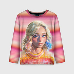 Лонгслив детский Энид Синклер - арт и текстура розового свитера, цвет: 3D-принт