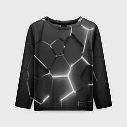 Лонгслив детский Чёрные плиты разломы броня, цвет: 3D-принт
