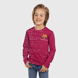 Лонгслив детский Футбольный клуб Барселона - бордовый, цвет: 3D-принт — фото 2