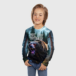Лонгслив детский Медведь хозяин тайги - моя земля мои правила, цвет: 3D-принт — фото 2