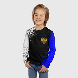 Лонгслив детский Герб РФ краски текстура, цвет: 3D-принт — фото 2