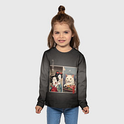 Лонгслив детский Кот - мем в японской стилистике, цвет: 3D-принт — фото 2