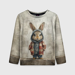 Лонгслив детский Кролик в пальто, цвет: 3D-принт