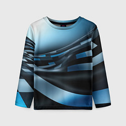 Детский лонгслив Черно-синий абстрактный спортивный стиль