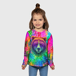 Лонгслив детский Цветной медведь, цвет: 3D-принт — фото 2
