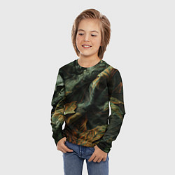 Лонгслив детский Реалистичный охотничий камуфляж из ткани и листьев, цвет: 3D-принт — фото 2