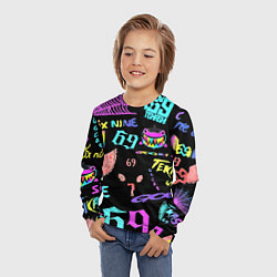 Лонгслив детский 6ix9ine logo rap bend, цвет: 3D-принт — фото 2