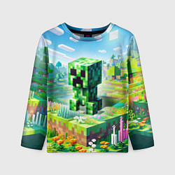 Лонгслив детский Крипер - нейросеть, цвет: 3D-принт