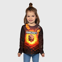 Лонгслив детский Огненный minecraft лого, цвет: 3D-принт — фото 2