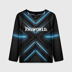 Лонгслив детский Palworld logo на фоне синего неона, цвет: 3D-принт