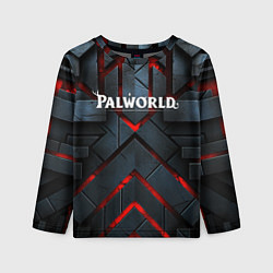 Детский лонгслив Palworld logo камни и красный свет