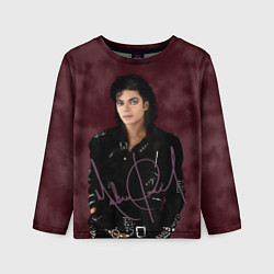 Лонгслив детский Michael Jackson на бордовом фоне, цвет: 3D-принт