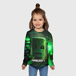 Лонгслив детский Minecraft зеленая голова, цвет: 3D-принт — фото 2