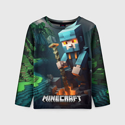 Лонгслив детский Minecraft персонаж у костра, цвет: 3D-принт