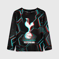 Лонгслив детский Tottenham FC в стиле glitch на темном фоне, цвет: 3D-принт