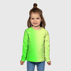 Лонгслив детский Зелёные градиентные линии, цвет: 3D-принт — фото 2