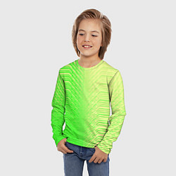 Лонгслив детский Зелёные градиентные линии, цвет: 3D-принт — фото 2