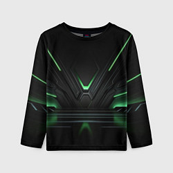 Детский лонгслив Футуристическая абстракция с зеленым неоновым свет
