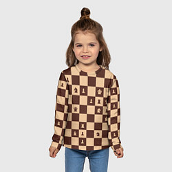 Лонгслив детский Коричневая шахматная доска, цвет: 3D-принт — фото 2