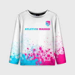 Лонгслив детский Atletico Madrid neon gradient style посередине, цвет: 3D-принт