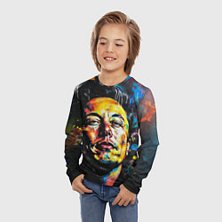 Лонгслив детский Граффити портрет Илона Маска, цвет: 3D-принт — фото 2